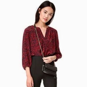 New Without Tags Joie Addie B Kiss Lips Novelty Print 100%Silk Blouse 3/4 Sleeve